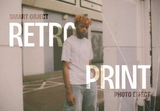 Retro Paper Print Image Effect Mockup