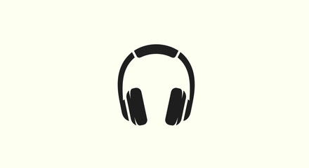 Obraz premium Headphones icon on beige background