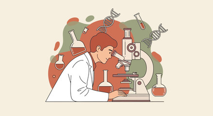 Fototapeta premium Scientist Examining Sample Through Microscope.