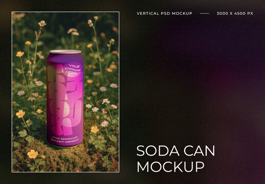 Matte Can in Flowers and Moss Mockup