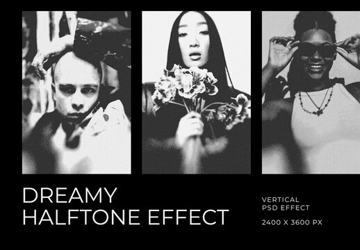 Dreamy Halftone Vertical Image Effect Mockup