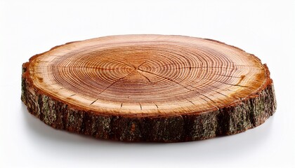 a tree stump slice isolated on a white background