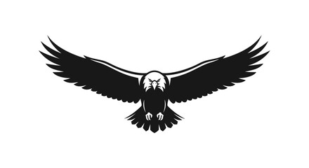 Obraz premium Flying Eagle with Spread Wings Vector Illustration - Majestic Bird of Prey Silhouette