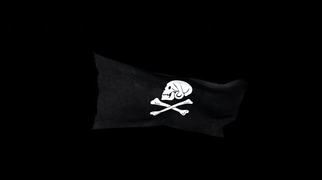 Pirates Black Flag_V1
The Jolly Roger pirate flag flutters in the wind. Transparent background. Alpha channel.