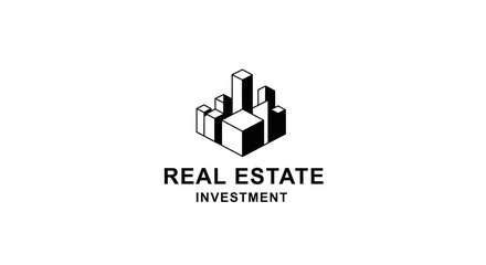 Obraz premium Real Estate Investment Logo with Abstract Cityscape Buildings Design
