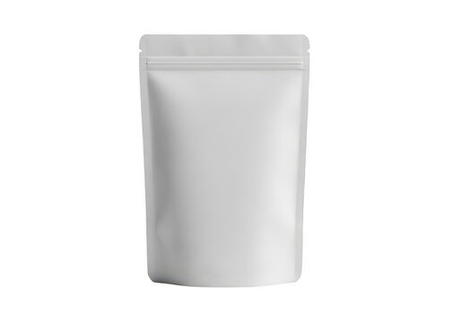 A white pouch with a silver zipper and a white label on the front isolated on transparent background 'Png