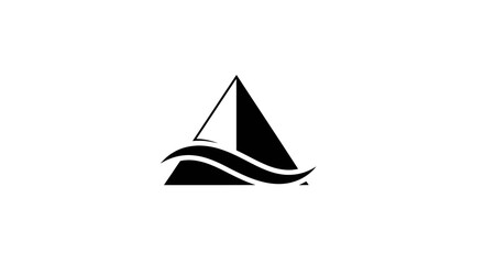 Abstract Triangle Wave Logo Design - Modern Mountain and Water Sailboat Symbol