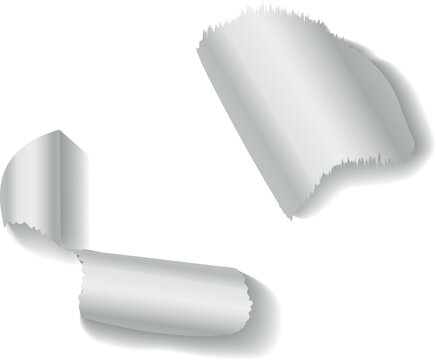 Paper hole with torn scrap edge. Realistic notepaper