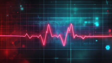 Ecg heartbeat line graph with red light pulse signal high resolution photo