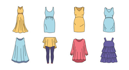 Maternity Dress Line art minimal smooth color vector