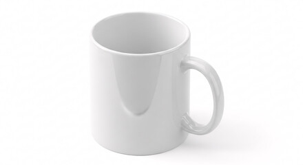 Fototapeta premium Isolated White Ceramic Mug with Handle on White Background Simple Elegant Drinkware Design Studio Shot Still Life Contemporary Style and Plain Backdrop