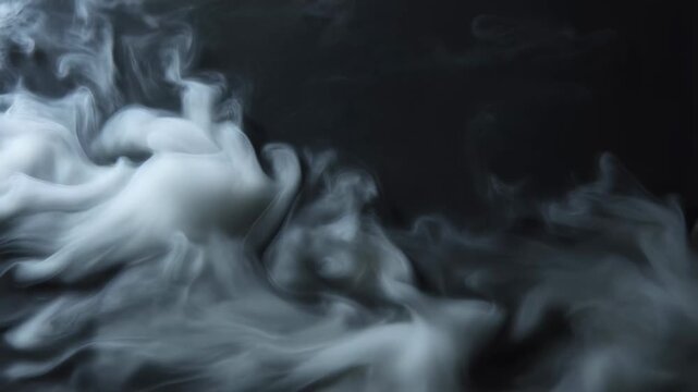 Ethereal white smoke swirling against a dark background. Captivating visual for creative projects, evoking mystery and intrigue