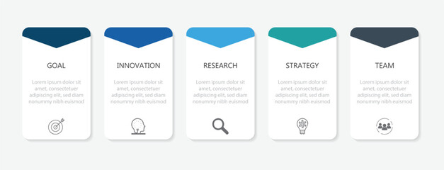 Creative concept for infographic with 5 steps, can be used for workflow, business information, and web graphic design, vector illustration. © Gfxgner