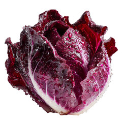 Obraz premium PNG of Close-up of fresh red radicchio lettuce with water droplets glistening.