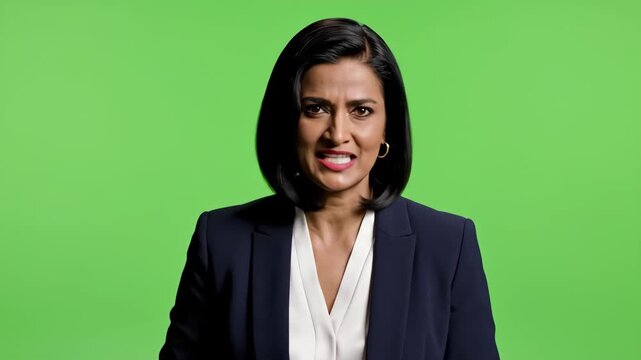 Businesswoman expressing various emotions confidently in a studio