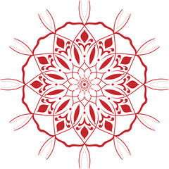 Red ornamental mandala pattern, abstract symmetrical design element, graphic ornament