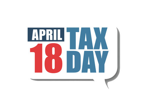 Bold graphic announces the essential date for filing federal income tax paperwork.