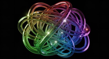 A vibrant and colorful abstract design with glowing rainbow lights