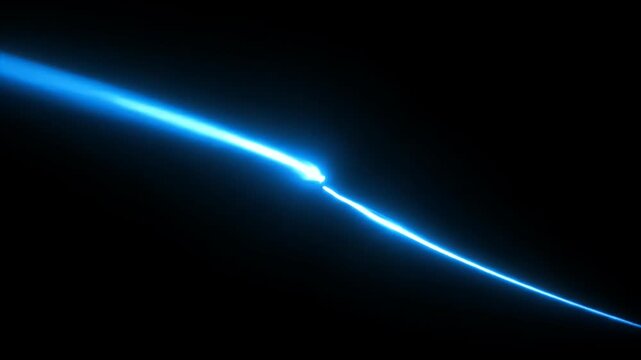 Abstract Blue Light Trails on Black Background.