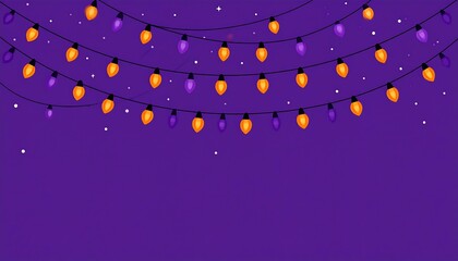 Festive Halloween String Lights on a Purple Background.