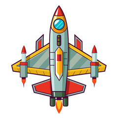 Naklejka premium Stunning cartoon fighter jet with missiles ready for action