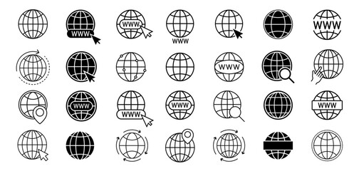 Globe set. World planet earth icon collection. Maps symbol. World icon. Globe world icon. Vector