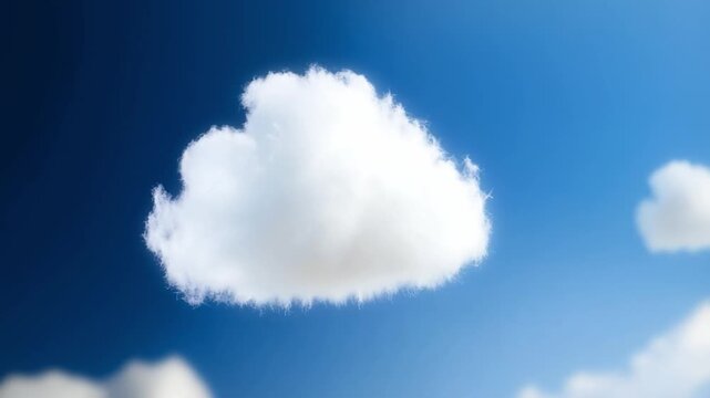Solitary Cloudscape: A single, fluffy cumulus cloud drifts serenely across a vast, azure sky, evoking a sense of tranquility and boundless space.