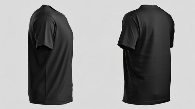 Black T-shirt Mockup Front Side Back View Isolated