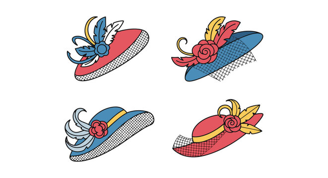 Fascinator Line art vector clean vibrant tone illustration