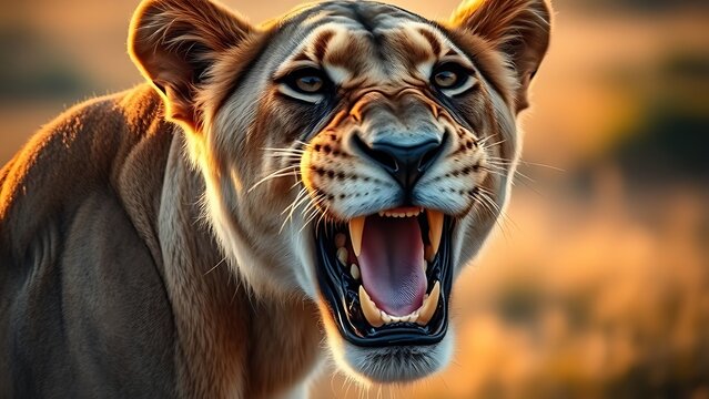 A striking lioness portrait capturing raw power and grace in the wild.
