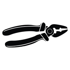 Minimalist black and white pliers vector ideal for engineering repair industrial tool concepts and clean technical design illustrations