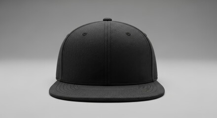 Fototapeta premium Black Baseball Cap on Grey Background.