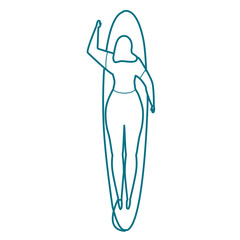 Woman swimming surfboard stroke