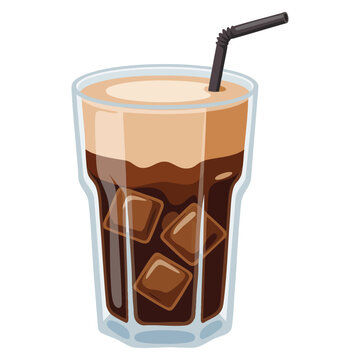 Freddo espresso Greek iced coffee vector illustration in flat color template design suitable for coffee shop menu drink branding and iced beverage themes