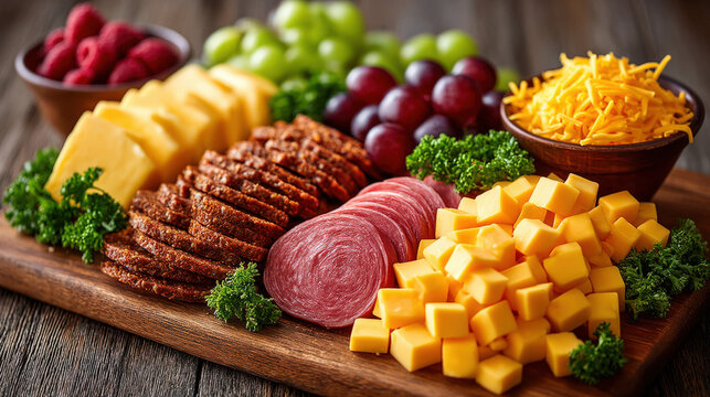 Deli food - sliced meats and cheeses at a counter