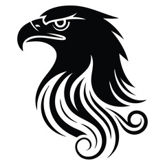 Obraz premium Griffin head icon mythological creature with ornate feathers and curly tendrils fantasy animal mascot ideal for sports teams gaming branding