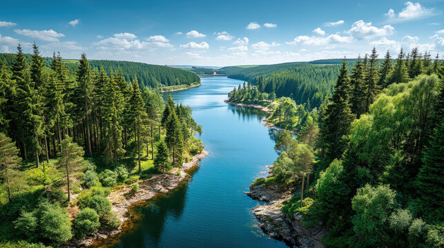 Kielder water reservoir and forest in Northumberland