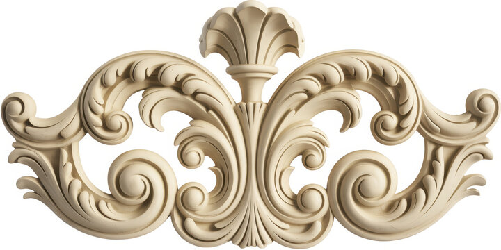 Beige ornate plaster scroll swirl