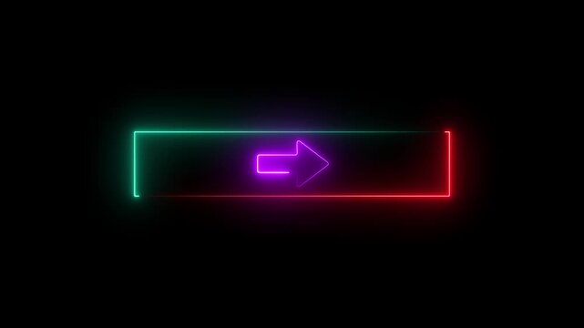 Neon arrow button glowing purple red green rectangle pointer