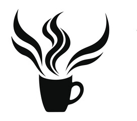 Black Coffee Cup Steam Silhouette Icon