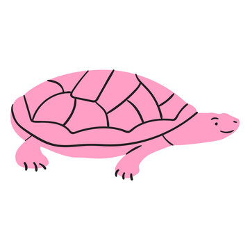 Flat pink smiling turtle