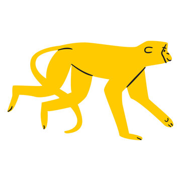 Flat yellow monkey crawling