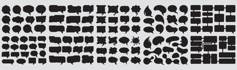 This image is a collection of various speech bubble icons, commonly used for chat illustrations, message symbols, or text bubble logos in graphic design. speech bubble comic