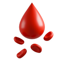 Obraz premium 3D Blood Drop with Red Cells Isolated PNG Transparent Background
