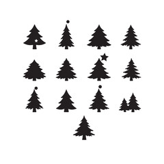 Holiday Pine Collection &ndash; Black Vector Trees for Design & Print