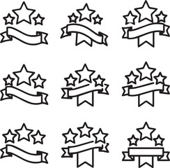 Obraz premium Collection of star and ribbon icons for ratings or awards