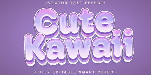 Fototapeta premium Cute Kawaii Sweet Typography Vector Fully Editable Smart Object Text Effect