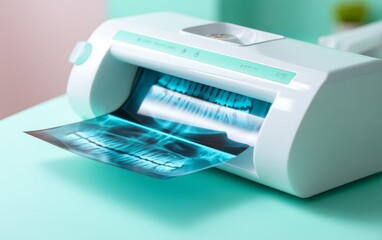 Dental X-ray Film Scanner with Image Output on a Soft Background Surface