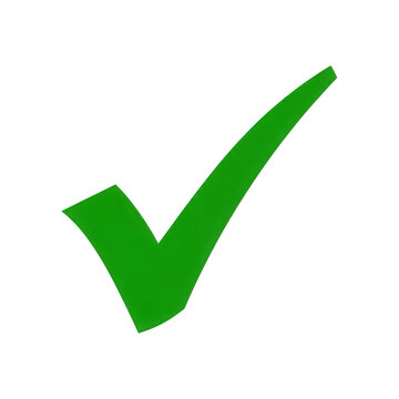 Bold green checkmark symbol isolated on a transparent background tick
