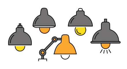 Halogen Lamp Line soft tone vector illustration